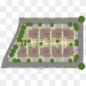 1 Site Plan-rendered Cut Out - Single Family Attached Development, HD Png Download - shrubs plan png
