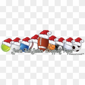 Sports Lovers Christmas Gift Wrap Whimsicalartwork™ - Christmas Sports Clipart, HD Png Download - christmas santa claus png