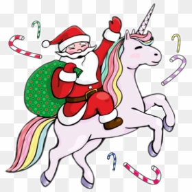 Transparent Candy Cane Clipart Png - Santa Riding A Unicorn, Png Download - christmas santa claus png