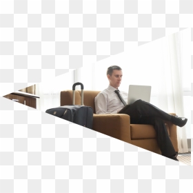 Business Man Working On Laptop In Hotel Room - Working Business Man Hotel Room, HD Png Download - man with laptop png