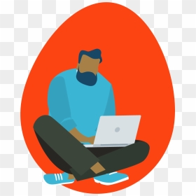 Illustration Of Man Seated With His Legs’ Crossed, - Sitting, HD Png Download - man with laptop png