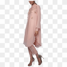 Peachy Pink Handcrafted Chiffon Shirt With Crochet - Tights, HD Png Download - guldasta png