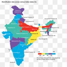 Map Of Electrification Rates Across Various Indian - Bihar Map In India, HD Png Download - bijli png