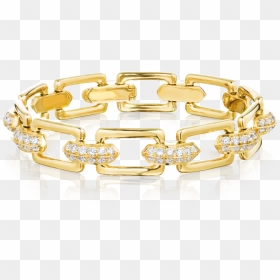 Diamond Set Open Link Gold Bracelet - Bracelet, HD Png Download - gold bracelet png