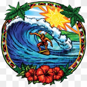 Hawaiian Surfing Tropical Cutout Vinyl Sticker Tiki - Hawaii Surfing Clipart, HD Png Download - surfing png