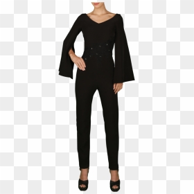 Black Cape Sleeves Jumpsuit - Formal Wear, HD Png Download - black cape png