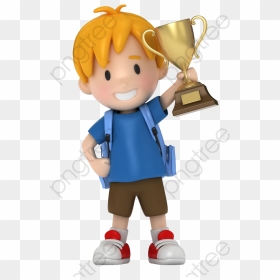 Trophy Clipart Kids - Boy With Trophy Png, Transparent Png - niños png