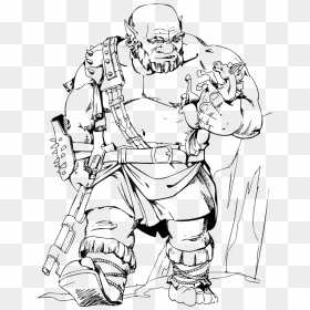 Ogre By Ladyofhats - Ogre Warrior Line Art, HD Png Download - ogre png