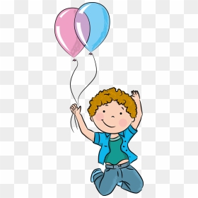 Transparent Play Clipart - Clipart Child With Balloons, HD Png Download - niños png