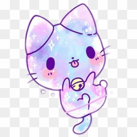 Colorful Cute Kawaii Galaxy Anime Manga Kitten Kitty - Kawaii Galaxy Cute Drawings, HD Png Download - kawaii cat png