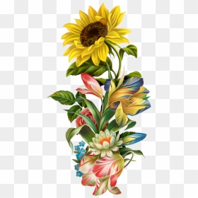 Victorian Flowers, Bunt, Sunflower Art, Sunflower Clipart, - Flowers Bouquet To Draw And Paint, HD Png Download - girasol png