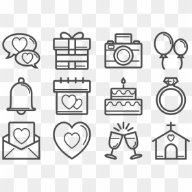 Boda Thin Line Icons Vector - Iconos De Boda Png, Transparent Png - boda png