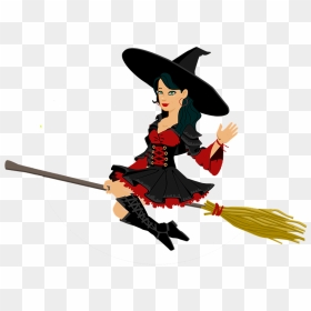 Witch On Broom, HD Png Download - halloween witch png