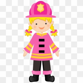 Bombeiros E Pol Cia - Firewoman Cartoon Pink, HD Png Download - fireman png