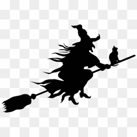 Witch On Broom Drawing, HD Png Download - halloween witch png
