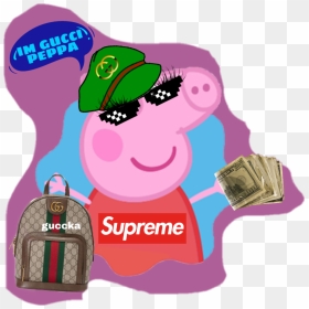 #gucci #rich #peppa-pig - Peppa Pig With Gucci, HD Png Download - peppa pig characters png
