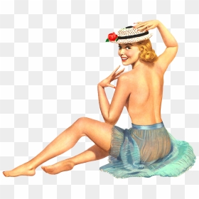 Retro Clip Art Of Women In Neglige - Pin Up Vintage Girls, HD Png Download - hot woman png
