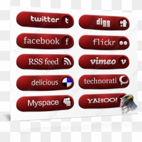 Social Red Buttons Icons, Icons, Social Bookmarks Icons - Twitter, HD Png Download - red twitter logo png