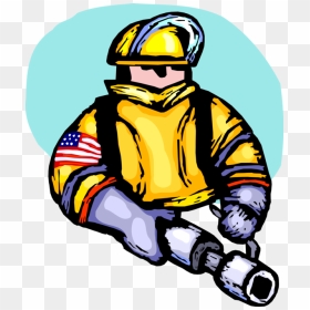 Vector Illustration Of Firefighter Fireman With Fire, HD Png Download - fireman png
