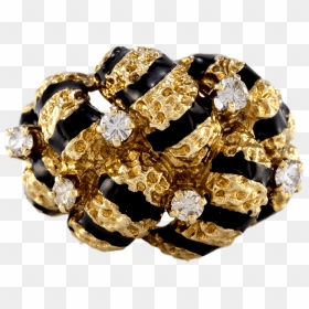 14k Yellow Gold Nugget Diamond And Enamel Ring - Engagement Ring, HD Png Download - gold nugget png