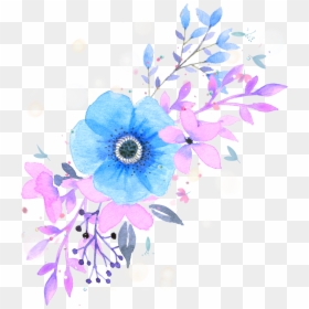 Blue And Pink Watercolor Flowers, HD Png Download - watercolor flowers png
