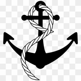 Navy Anchor With Rope, HD Png Download - anchor png