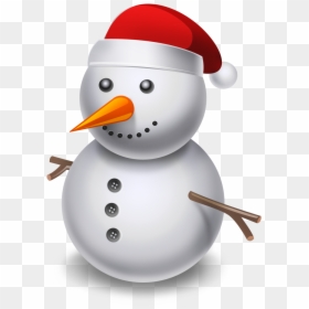 Snowman With Santa Hat, HD Png Download - snowman png