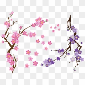Purple Cherry Blossom Vector, HD Png Download - cherry blossom png