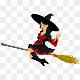 Flying Witch On Broom, HD Png Download - flying witch png