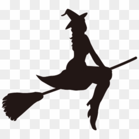 Witch Broom Silhouette, HD Png Download - flying witch png