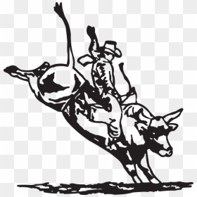 Rodeo Clipart Bull Riding - Bull Rider Black And White, HD Png Download - rodeo png