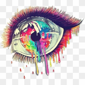 Ojo Lagrima Colores Triste Mirada Ojos - Ojos Con Lagrimas De Colores, HD Png Download - lagrima png
