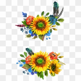 #watercolor #sunflower #sunflowers #flowers #floral - Boho Watercolor Sunflower Png, Transparent Png - boho png