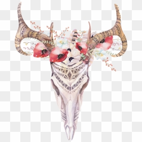 Deer Antler Bohemianism Skull Boho Chic - Bohemian Deer Skull Print, HD Png Download - boho png