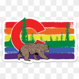Colorado Flag Gay Pride Bear Die Cut Decal, Sticker - Rainbow Flag, HD Png Download - colorado flag png