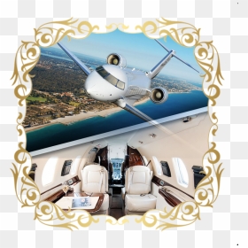 Charter A Private Jet - Golden Frame Clip Art, HD Png Download - private jet png