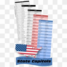 Free Printable State Capitals Lists For Reference Or - List States And State Capitals, HD Png Download - capitals logo png