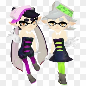 Squid Sisters アオリ & ホタル © しばいぬ♀  download (pass - Squid Sisters Model Mmd, HD Png Download - splatoon squid png