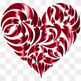Abstract Distorted Heart Fractal Vermilion No Background - Sticker Pencak Silat, HD Png Download - red abstract png