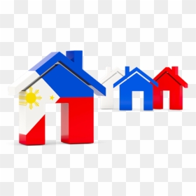 Three Houses With Flag - Philippines Houses With Flag, HD Png Download - philippine flag png