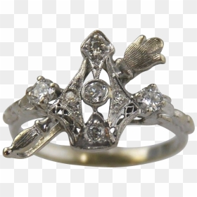 Diamond Filigree Ring14kt White Gold-crown & Scepter - Engagement Ring, HD Png Download - scepter png