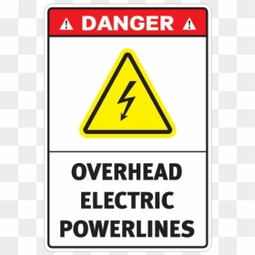 Danger Overhead Electric Power Lines - Traffic Sign, HD Png Download - power lines png