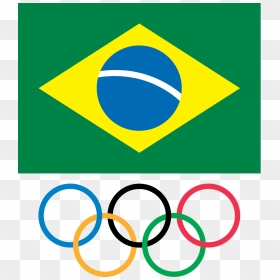Brazilian Flag And Olympic Circles - Rio 2016, HD Png Download - olympics logo png
