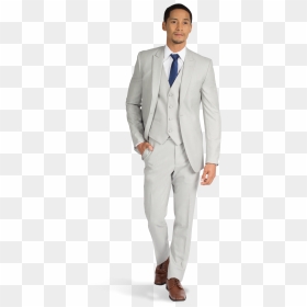 Light Grey Peak Lapel Suit - Light Grey Suit, HD Png Download - tux png