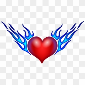 Burning Heart - Draw A Heart On Fire, HD Png Download - blue hearts png