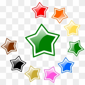 Colorful Glossy Star Png - Estrellas De Colores Brillantes, Transparent Png - green star png