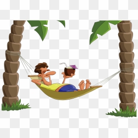 Palm Tree And Hammock Clipart Jpg Free Stock Drawing - Man In Hammock Drawing, HD Png Download - hammock png