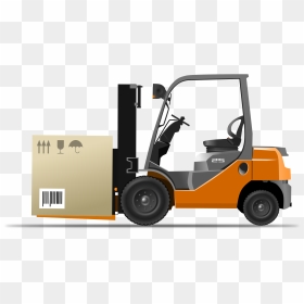 Orange Forklift Loader With Box Clip Arts - Forklift Clipart, HD Png Download - forklift png