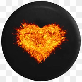 Burning Heart Real Fire Flames Jeep Camper Spare Tire - Heart On Fire Png, Transparent Png - real fire png
