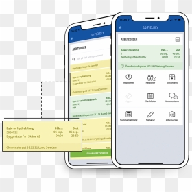 Two Phones With Fieldly App, Work Orders - Iphone, HD Png Download - phone outline png